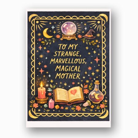 Magical Mother Witchy Celestial Theme With Books And Candles Downloadable Sentiment Card