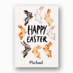 Minimalist Jumping Bunny Silhouette Modern Graphic Easter Digital Download Celebration Card