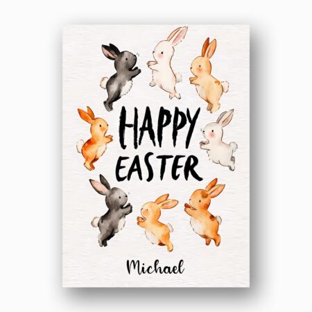 Minimalist Jumping Bunny Silhouette Modern Graphic Easter Digital Download Celebration Card