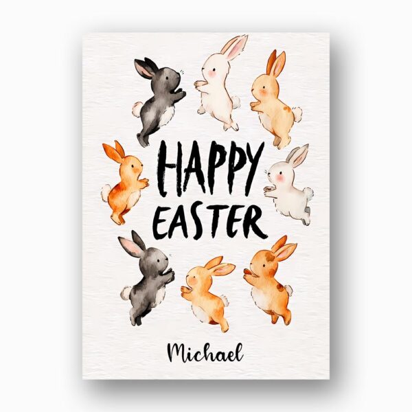 Minimalist Jumping Bunny Silhouette Modern Graphic Easter Digital Download Celebration Card