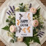 Minimalist Jumping Bunny Silhouette Modern Graphic Easter Digital Download Celebration Card