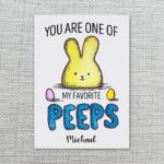 Minimalist Yellow Peep Bunny Easter Card Favorite Peeps Pun Gift High Resolution Botanical Print