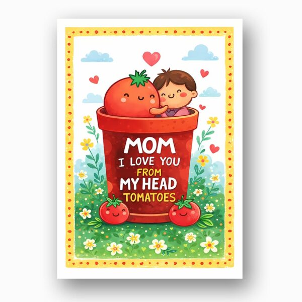 Mom I Love You From My Head Tomatoes Funny Mothers Day Pun High Quality Digital Stationery