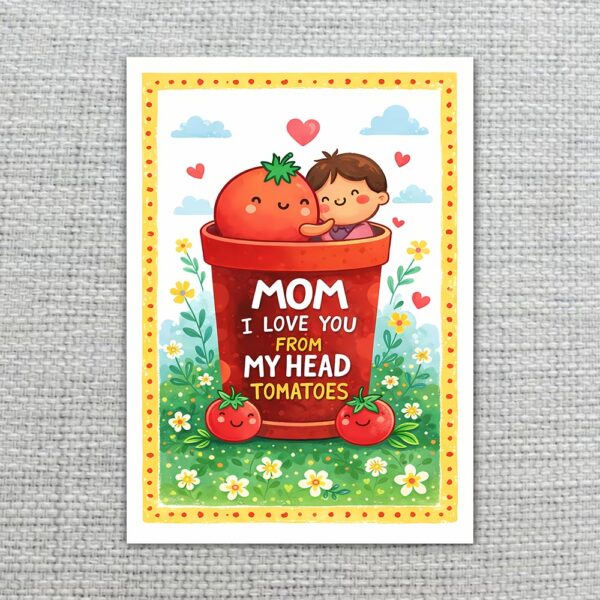 Mom I Love You From My Head Tomatoes Funny Mothers Day Pun High Quality Digital Stationery