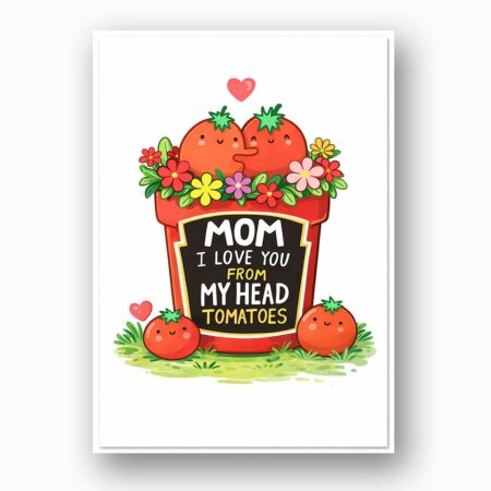 Mom I Love You From My Head Tomatoes Potted Plant Pun Printable Keepsake Card