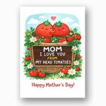 Mom I Love You From My Head Tomatoes Pun Garden Illustration Customizable Digital Keepsake