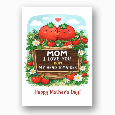 Mom I Love You From My Head Tomatoes Pun Garden Illustration Customizable Digital Keepsake