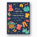 Mom I Love You More Than Stars Clothing Night Sky Illustration Instant Printable Watercolor Card