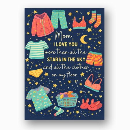 Mom I Love You More Than Stars In Sky And Clothes On Floor High Resolution Botanical Print