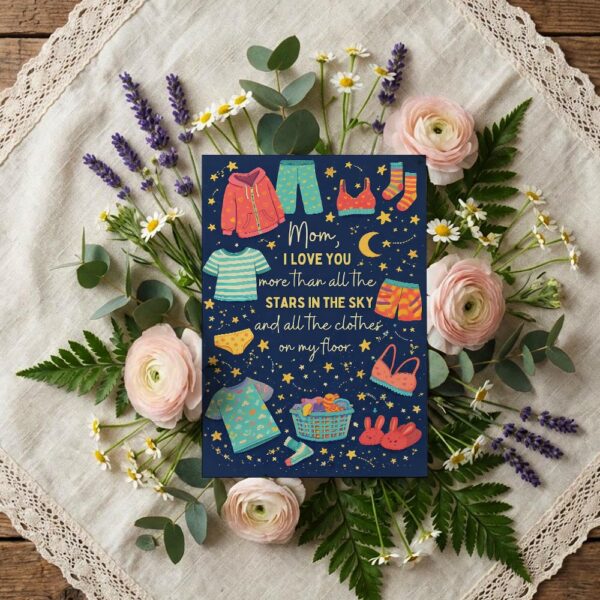 Mom I Love You More Than Stars In Sky And Clothes On Floor High Resolution Botanical Print