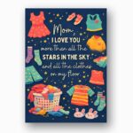 Mom I Love You More Than Stars Laundry Night Sky Pun 5X7 Printable Digital Card