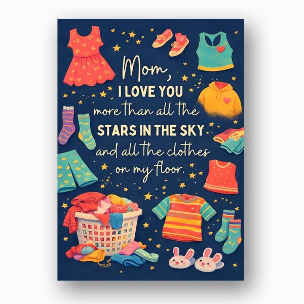 Mom I Love You More Than Stars Laundry Night Sky Pun 5X7 Printable Digital Card