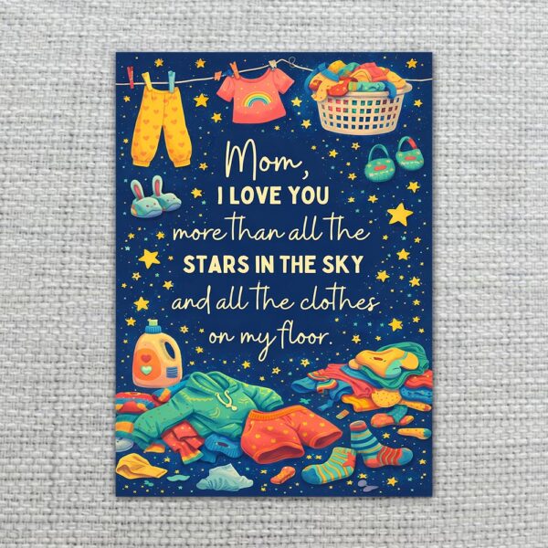 Mom I Love You More Than Stars Laundry Room Night Sky Pun Customizable Digital Keepsake