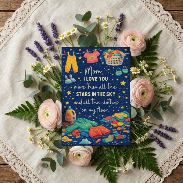 Mom I Love You More Than Stars Laundry Room Night Sky Pun Customizable Digital Keepsake