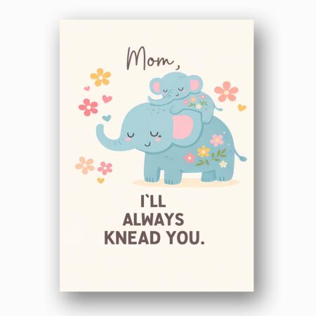 Mom I Will Always Knead You Blue Elephant Floral Customizable Digital Keepsake