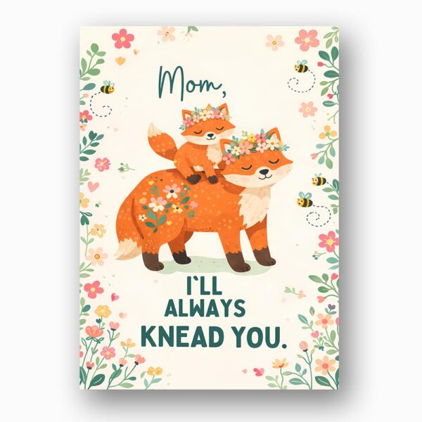 Mom I Will Always Knead You Foxes Floral High Resolution Printable Card