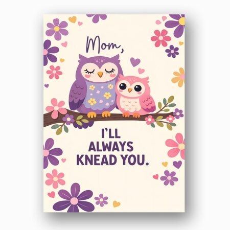 Mom I Will Always Knead You Owls Branch Floral Botanical Watercolor Digital Download
