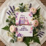 Mom I Will Always Knead You Owls Branch Floral Botanical Watercolor Digital Download