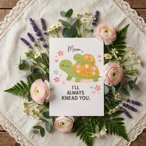 Mom I Will Always Knead You Turtles Floral Last Minute Digital Greeting