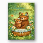 Mom Life Would Be Ruff Without You Bears Forest Flowers Basket Customizable Printable Celebration Card