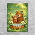 Mom Life Would Be Ruff Without You Bears Forest Flowers Basket Customizable Printable Celebration Card