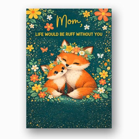 Mom Life Would Be Ruff Without You Foxes Forest Flowers Instant Download Greeting