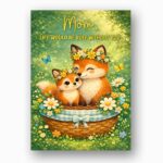 Mom Life Would Be Ruff Without You Foxes Forest Flowers Basket Personalizable Digital Print