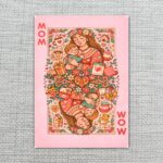 Mom Playing Card Queen Design Pink Ornate Illustration Instant Access Editable Stationery
