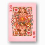 Mom Playing Card Queen Of Hearts Royal Pink Floral Illustration Editable High Quality Stationery