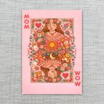 Mom Playing Card Queen Of Hearts Royal Pink Floral Illustration Editable High Quality Stationery