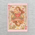Mom Playing Card Queen Style Mother Baby Ornate Art Instant Access Greeting Card