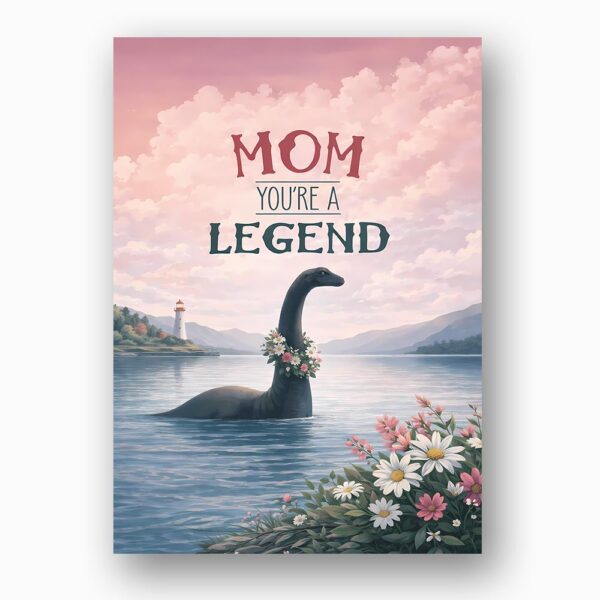 Mom You Are A Legend Nessie Loch Ness Monster Floral Instant Delivery Digital Card