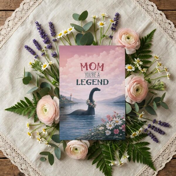Mom You Are A Legend Nessie Loch Ness Monster Floral Instant Delivery Digital Card