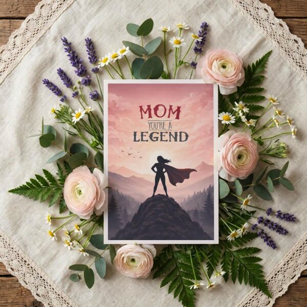 Mom You Are A Legend Superhero Woman Silhouette Mountain Editable Home Printing File