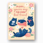 Mom You Are My Furever Best Friend Black Cats Floral Art High Quality Digital Stationery