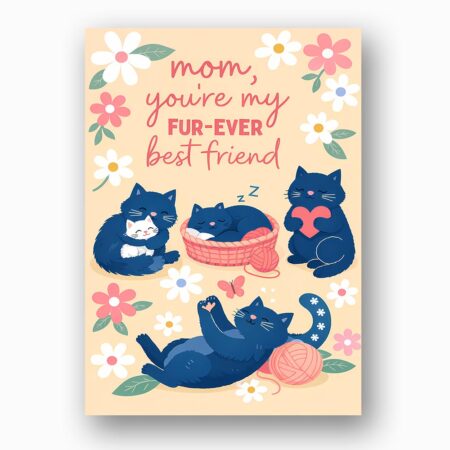 Mom You Are My Furever Best Friend Black Cats Floral Art High Quality Digital Stationery