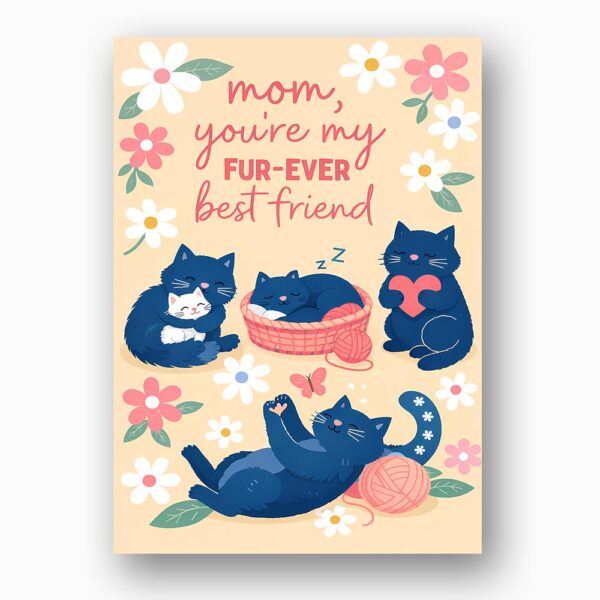 Mom You Are My Furever Best Friend Black Cats Floral Art High Quality Digital Stationery