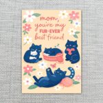 Mom You Are My Furever Best Friend Black Cats Floral Art High Quality Digital Stationery