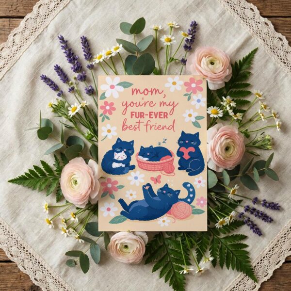 Mom You Are My Furever Best Friend Black Cats Floral Art High Quality Digital Stationery