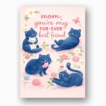 Mom You Are My Furever Best Friend Blue Cats Floral Pattern Personalized Digital Stationery