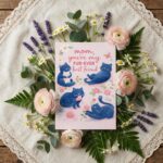 Mom You Are My Furever Best Friend Blue Cats Floral Pattern Personalized Digital Stationery
