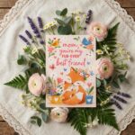 Mom You Are My Furever Best Friend Fox Family Floral Bouquet Diy Watercolor Digital Card