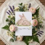 Mothers Day Rabbit Bunny Family Flowers Art Digital File For Home Printing