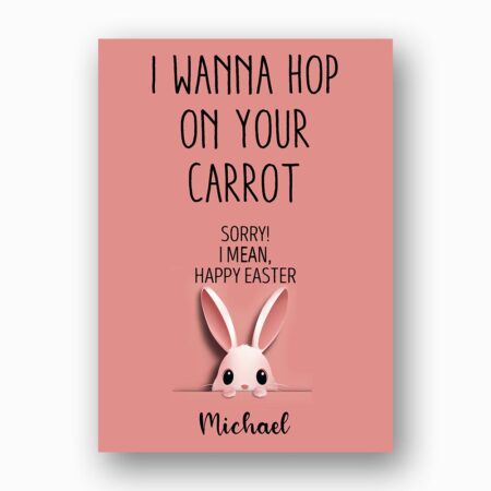 Naughty Hop On Your Carrot Easter Card Funny Pink Bunny Humor 300 Dpi High Res Printable