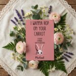 Naughty Hop On Your Carrot Easter Card Funny Pink Bunny Humor 300 Dpi High Res Printable