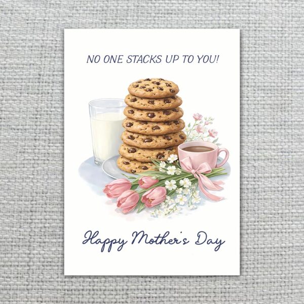 No One Stacks Up To You Chocolate Chip Cookies Milk Illustration Editable Botanical Gift Card