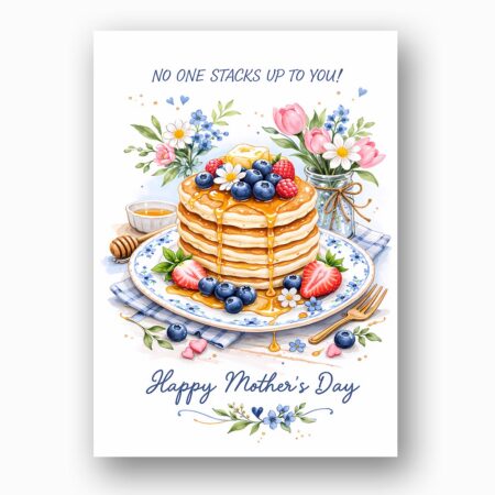 No One Stacks Up To You Pancakes Berries Breakfast Illustration High Resolution Diy Card