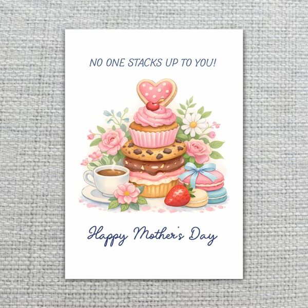 No One Stacks Up To You Pancakes Sweets Floral Pun Printable High Res Greeting