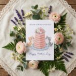 No One Stacks Up To You Pink Cake Cats Floral Art Instant Access Greeting Card