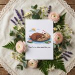 No Otter Mom Like You Cute Mother And Baby Sea Otter Editable Botanical Gift Card